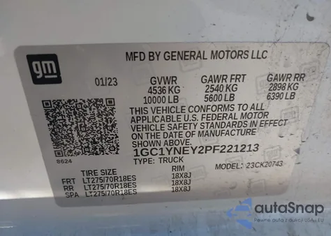 2023 Chevrolet Silverado 4Wd Standard Bed Lt from USA, damaged, VIN 1GC1YNEY2PF221213